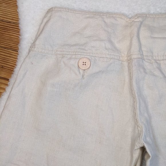 Vintage Y2K Esprit 100% Linen Sailor Style Button Front Wide Waistband Capris - Picture 12 of 13